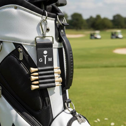 Personalized Engraved Leather Golf Bag Tag with Tee Holder, Custom Name & Monogram Gift for Golfers 686950 WFD