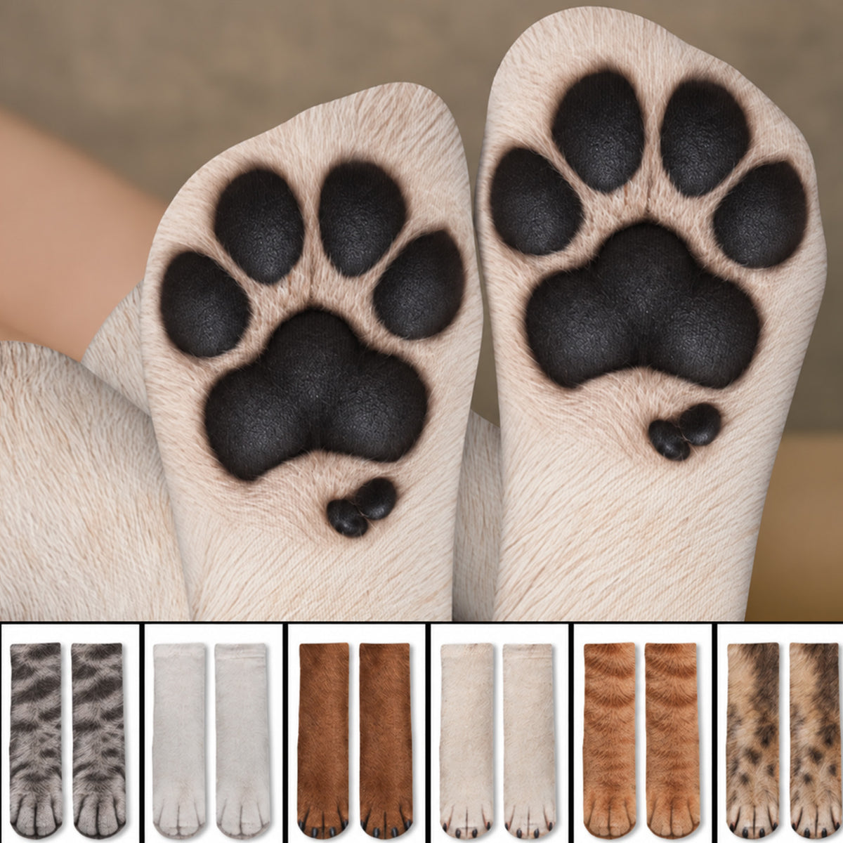 Funny Cat Paw Socks, Realistic Animal Paw Print Crew Socks, Cat Lover Christmas Gift 686525 WFD