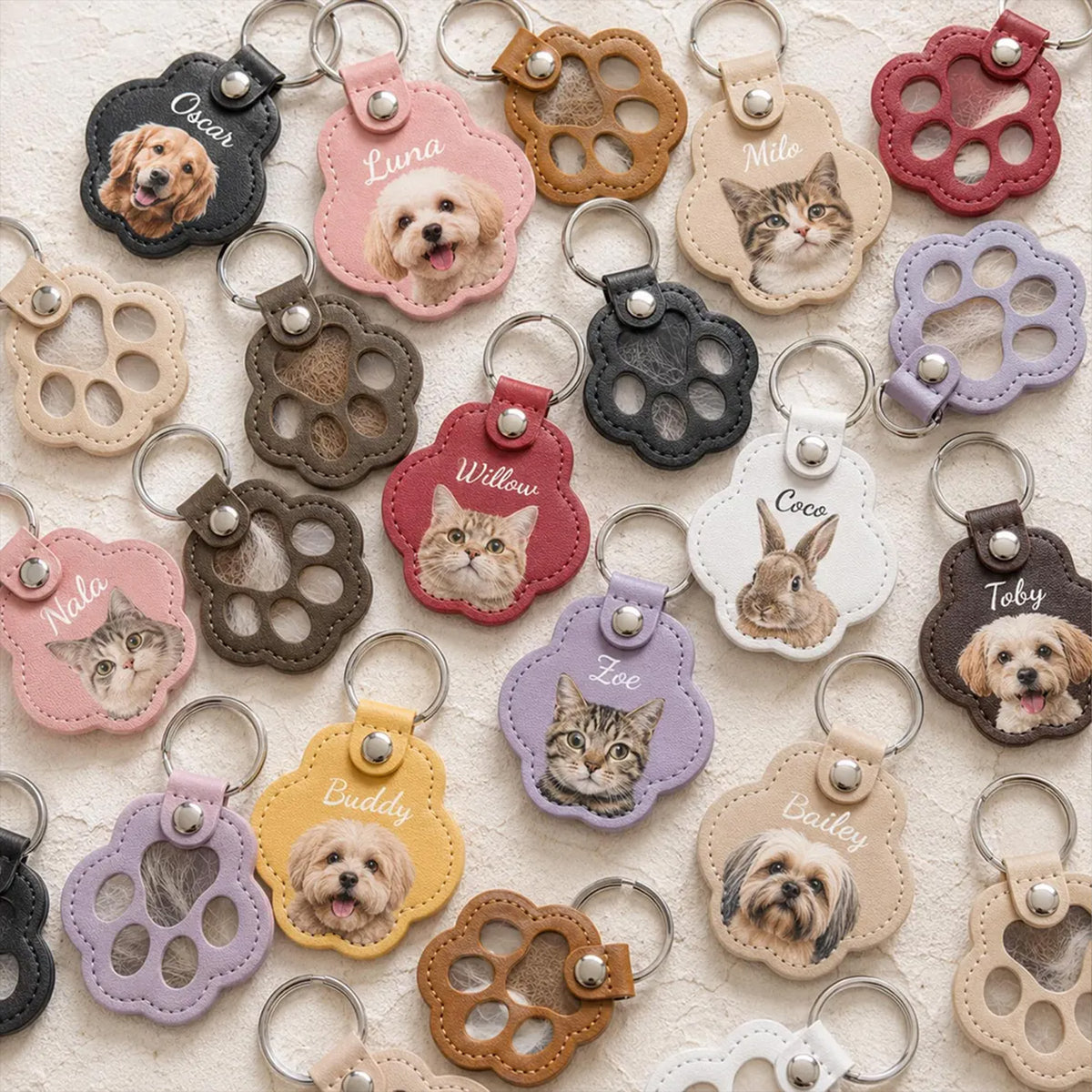 Personalized Pet Fur Keepsake Keychain, Custom Photo Paw Hair Holder Keychain, Dog Cat Memorial Gift 686761 WFD