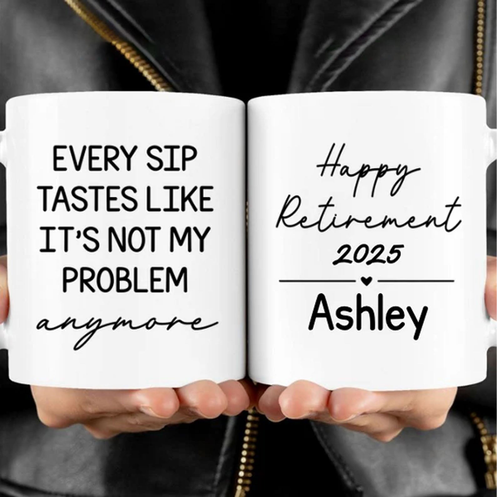 Personalized Retirement Coffee Mug, Custom Retirement Gift For Boss Coworker, Happy Retirement White Mug Accent Mug 683199