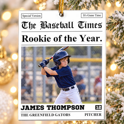 Personalized Sports Newspaper Acrylic Ornament, Custom Photo Baseball Basketball Football Gift 686621 WFD