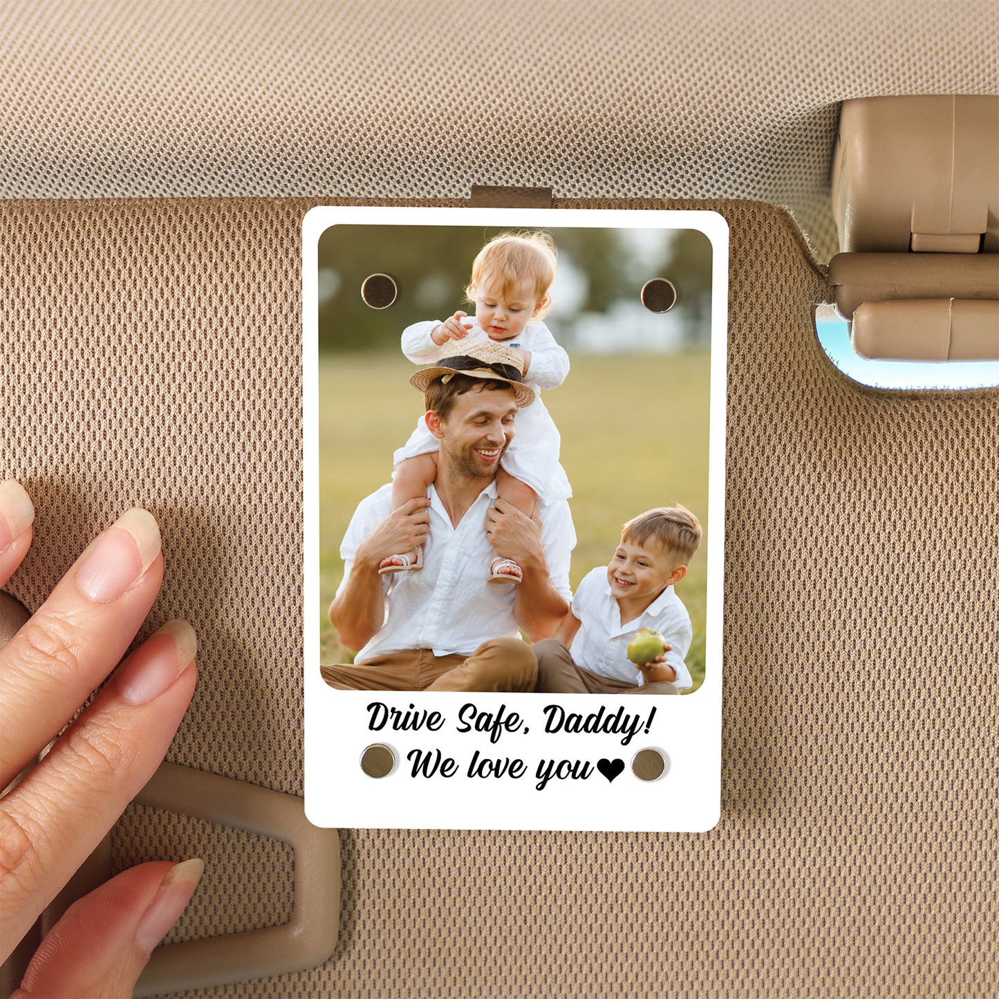 Personalized Drive Safe Daddy Car Visor Clip, Custom Photo Visor Clip Gift for Dad, Father’s Day Gift 684960