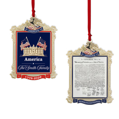 Custom Name 250 Years USA 2-Sided Aluminum Ornament, 1776–2026 Patriotic Christmas Ornament 685737