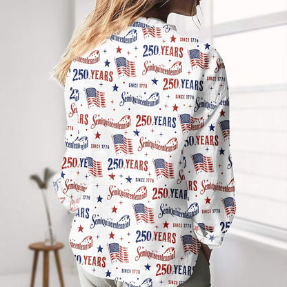 250 Years America Anniversary Blouse Shirt, Patriotic American Flag Women Top, 1776-2026 4th of July Shirt 685254 WFD