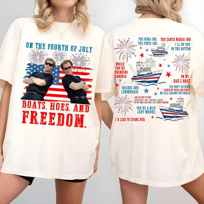 250 Years Boats Hoes and Freedom Front & Back Shirt, Funny Step Brothers 4th of July 1776-2026 Tee 685417 WFD