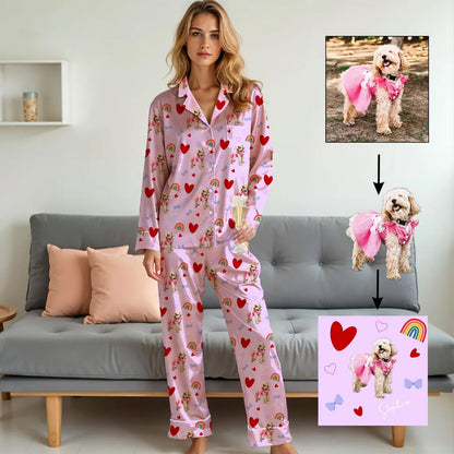 Custom Pet Photo Pajama Set, Personalized Dog Cat Portrait Family Pajamas, Pet Lover Gift 686313 WFD