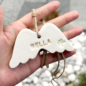 Personalized Pet Memorial Angel Wings Ornament, Custom Dog Cat Loss Keepsake, Handmade Clay Sympathy Gift 685608 WFD