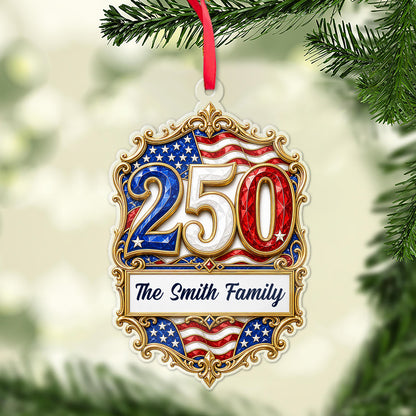 Personalized 250 Years USA Acrylic Ornament, Custom Name Patriotic Christmas Ornament 686416
