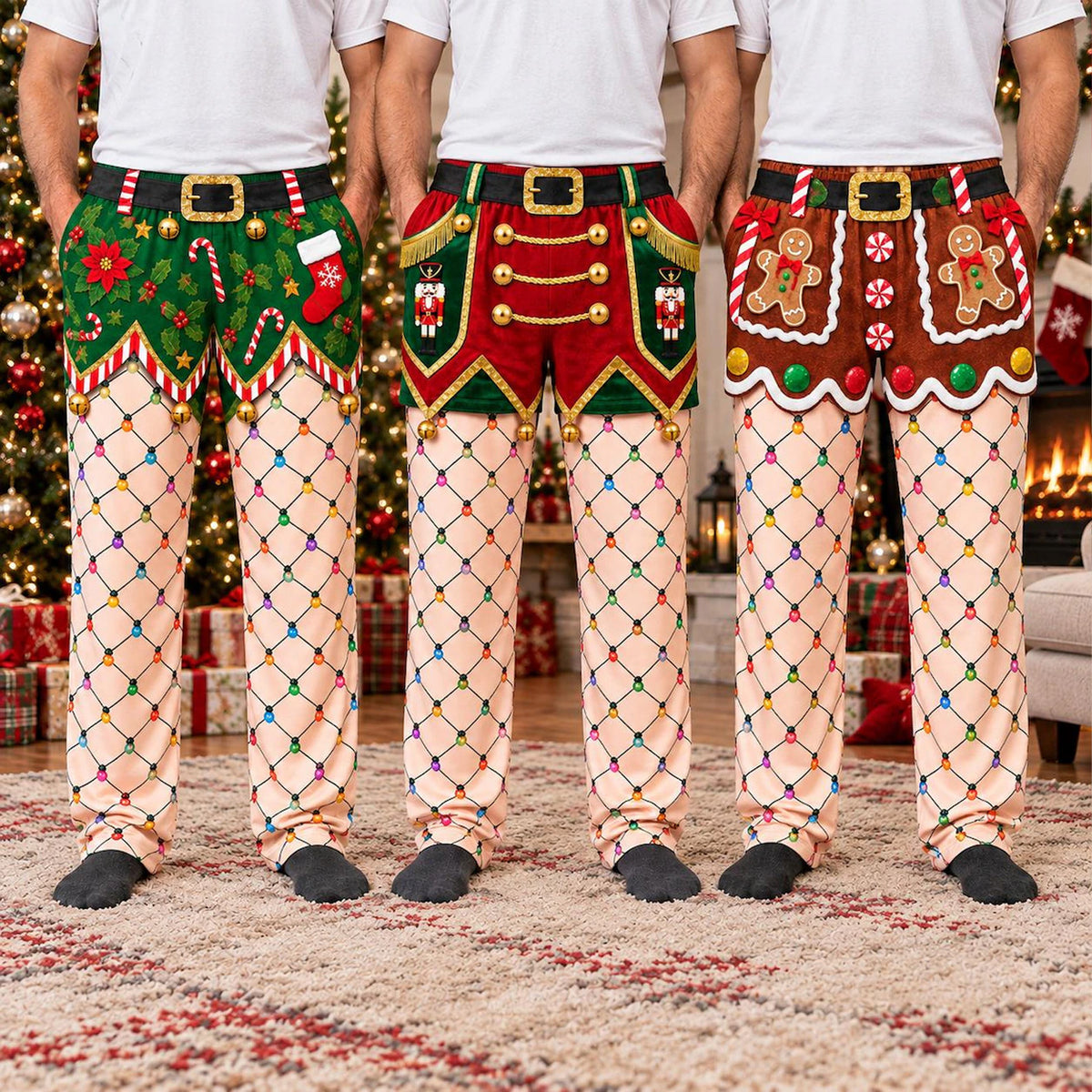 Funny Christmas Pajama Pants for Men, Elf Gingerbread Christmas Lounge Pants, Funny Gift for Him 686591 WFD