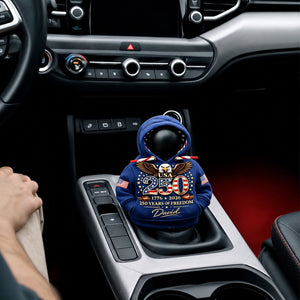 Personalized 250 Years of Freedom Gear Shift Hoodie Cover, Custom Name Patriotic Eagle Car Shifter Cover 685292 WFD