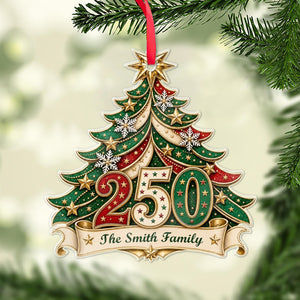 Personalized 250 Years Anniversary Christmas Tree Acrylic Ornament, Custom Family Christmas Ornament 685832