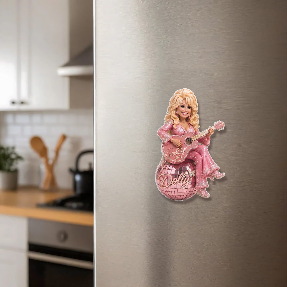 Dolly Parton Fridge Magnet, Pink Disco Ball Country Music Magnet, Dolly Fan Christmas Gift 686094
