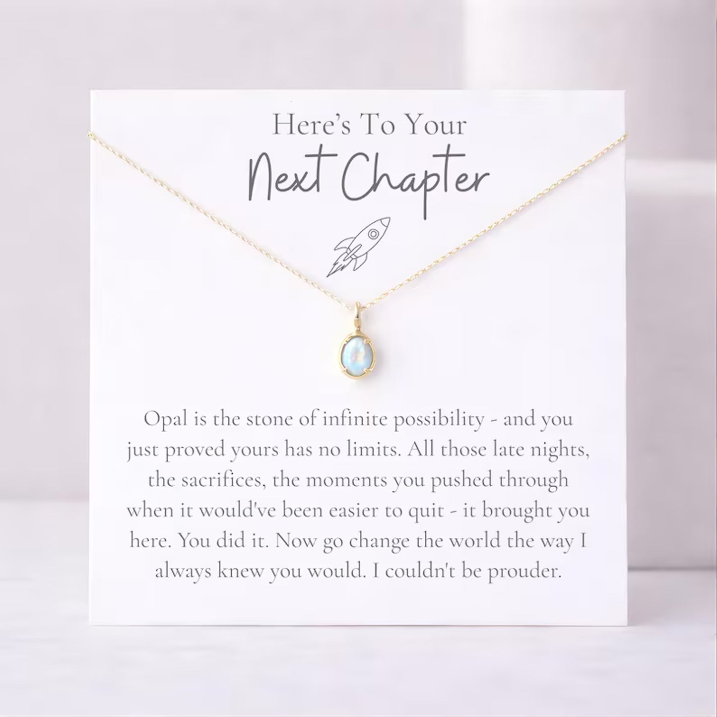 Next Chapter Graduation Necklace, Opal Pendant Gift for Daughter, College Med Law PhD Graduate Jewelry 684880