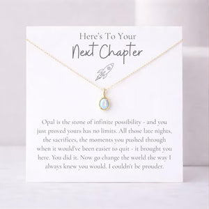 Next Chapter Graduation Necklace, Opal Pendant Gift for Daughter, College Med Law PhD Graduate Jewelry 684880