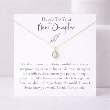 Next Chapter Graduation Necklace, Opal Pendant Gift for Daughter, College Med Law PhD Graduate Jewelry 684880
