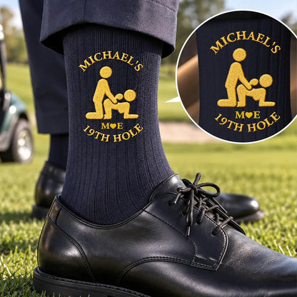 Personalized 19th Hole Funny Golf Embroidered Socks, Adult Humor Golf Socks for Husband Boyfriend 686594 WFD