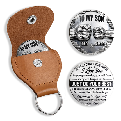 Personalized To My Son Pocket Hug Coin, Father’s Day Gift From Dad, Encouragement Gift Son 685054