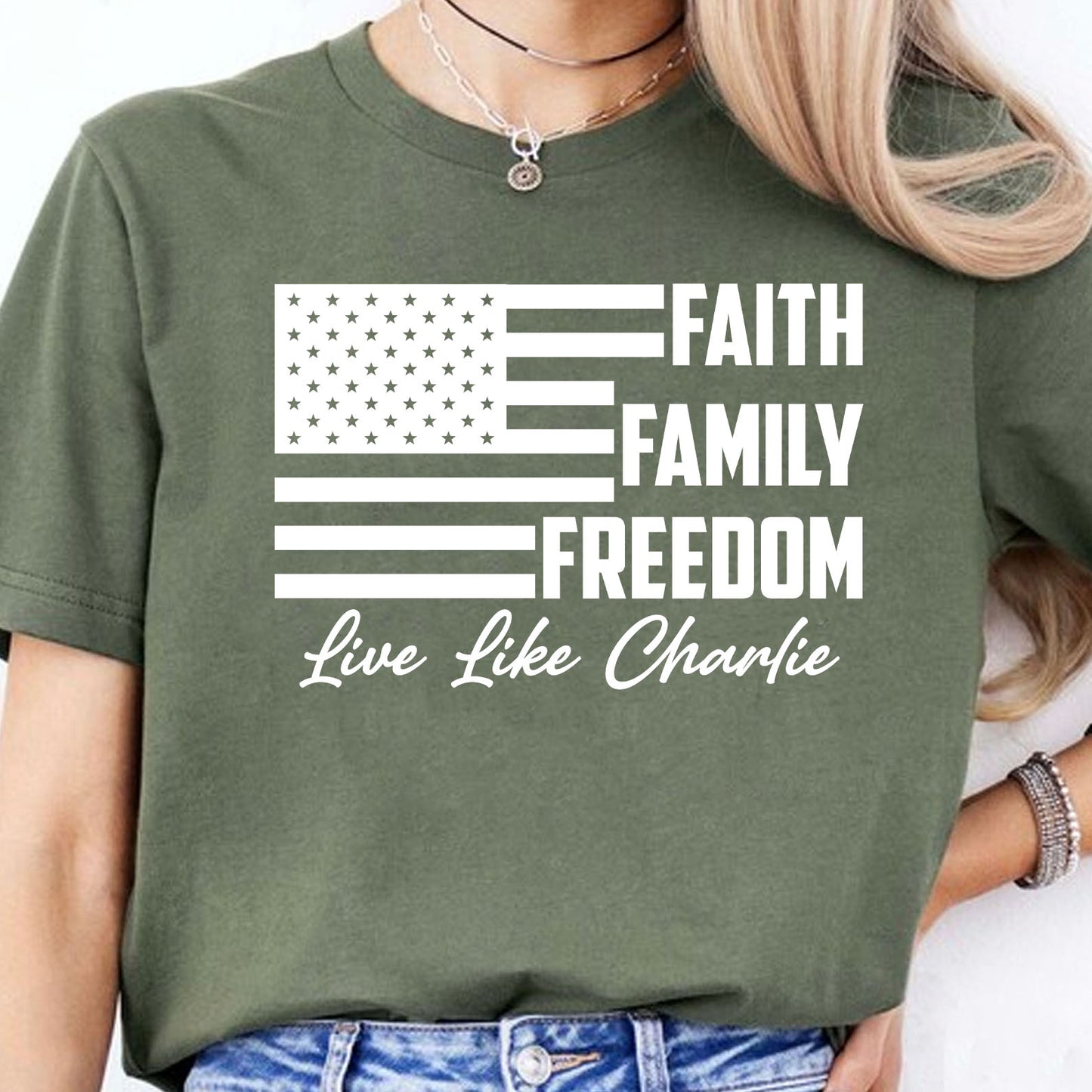 Live Like Charlie Faith Family Freedom Shirt | Justice Charlie Kirk Memorial Shirt 683011