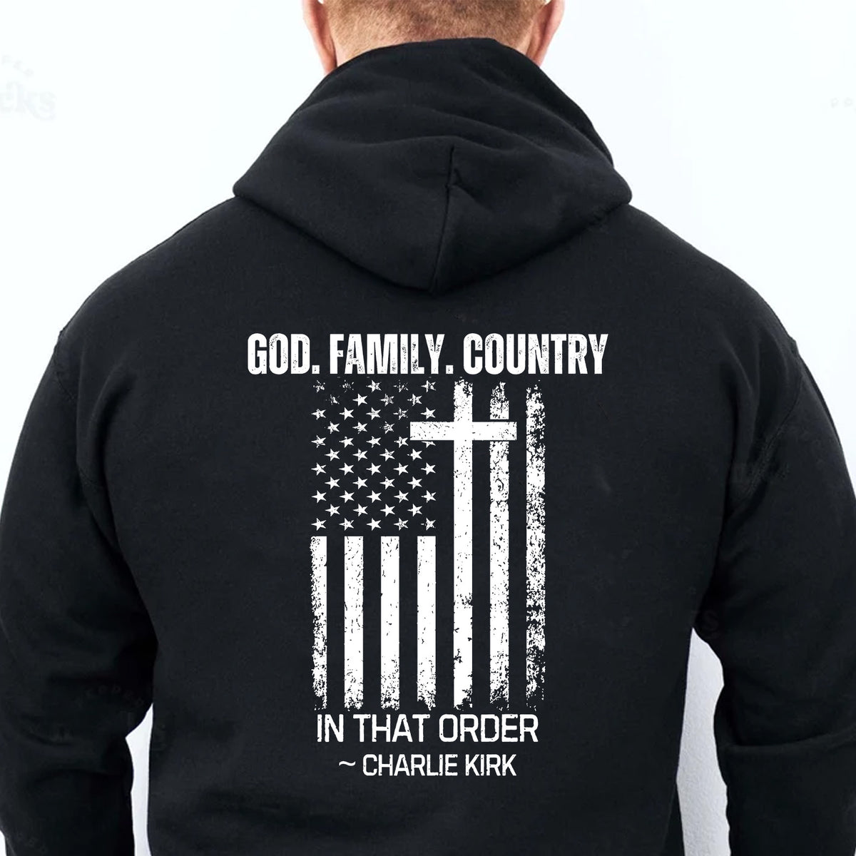 God Family Country Charlie Kirk Shirt | Justice Charlie Kirk Memorial Backside Shirt 683003