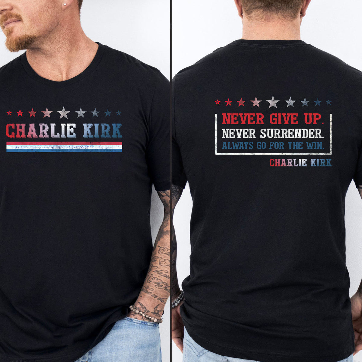 Charlie Kirk Memorial Shirt | A True Patriot Tribute Dark Shirt | Human Rights Free Speech Front & Back Shirt 682926