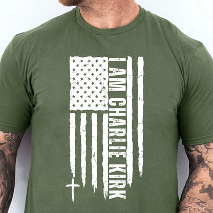 I Am Charlie Kirk Tee | Charlie Kirk Dark Shirt | Patriotic Faith Apparel | Human Rights Tee & Stand With Charlie Shirt 683032