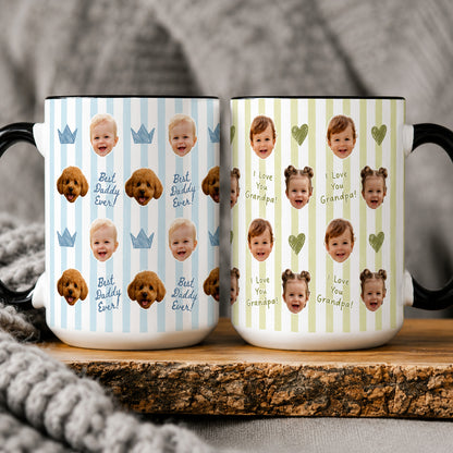 Personalized Baby Face Mug for Dad Grandpa, Custom Photo Coffee Cup, Father’s Day Gift, White Accent Mug 685077
