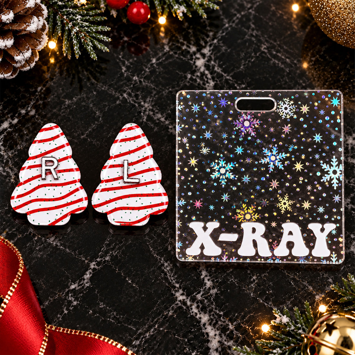 Personalized Christmas X-Ray Markers & Badge Buddy Set, Custom Initial Radiology Markers and Holiday Badge 686998-3 WFD