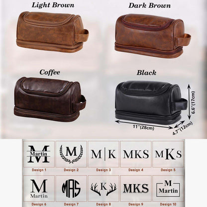 Personalized Groomsmen Toiletry Bag Gift | Engraved Men's Leather Toiletry Bag | Groomsmen Gifts 683747