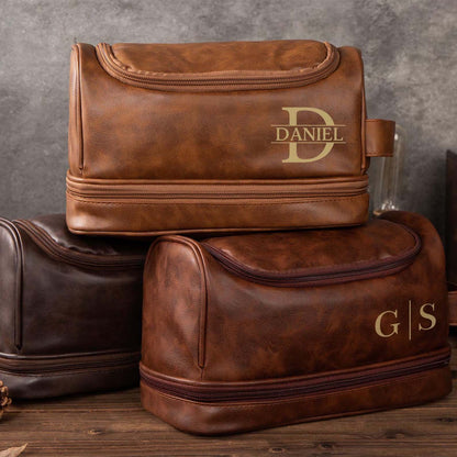 Personalized Groomsmen Toiletry Bag Gift | Engraved Men's Leather Toiletry Bag | Groomsmen Gifts 683747