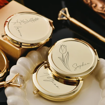 Custom Name Bridesmaids Gift Pocket Makeup Mirror | Elegant Bridal Shower Gift | Personalized Compact Mirror 684292