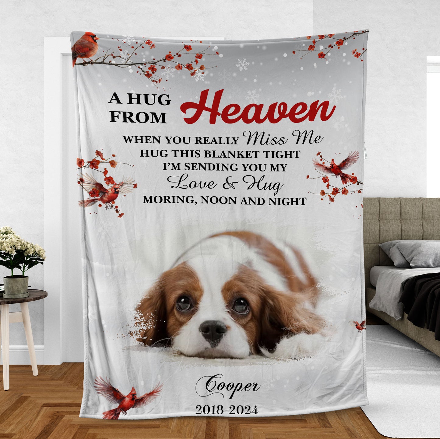 A Hug Sent From Heaven When You Really Miss Me, Personalized Memorial Blanket, Memorial Custom Photo Blanket, Remembrance Gift- 681952