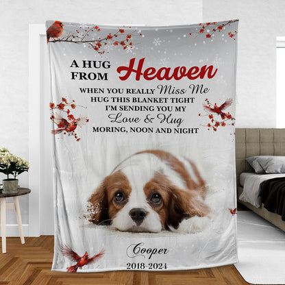 A Hug Sent From Heaven When You Really Miss Me, Personalized Memorial Blanket, Memorial Custom Photo Blanket, Remembrance Gift- 681952