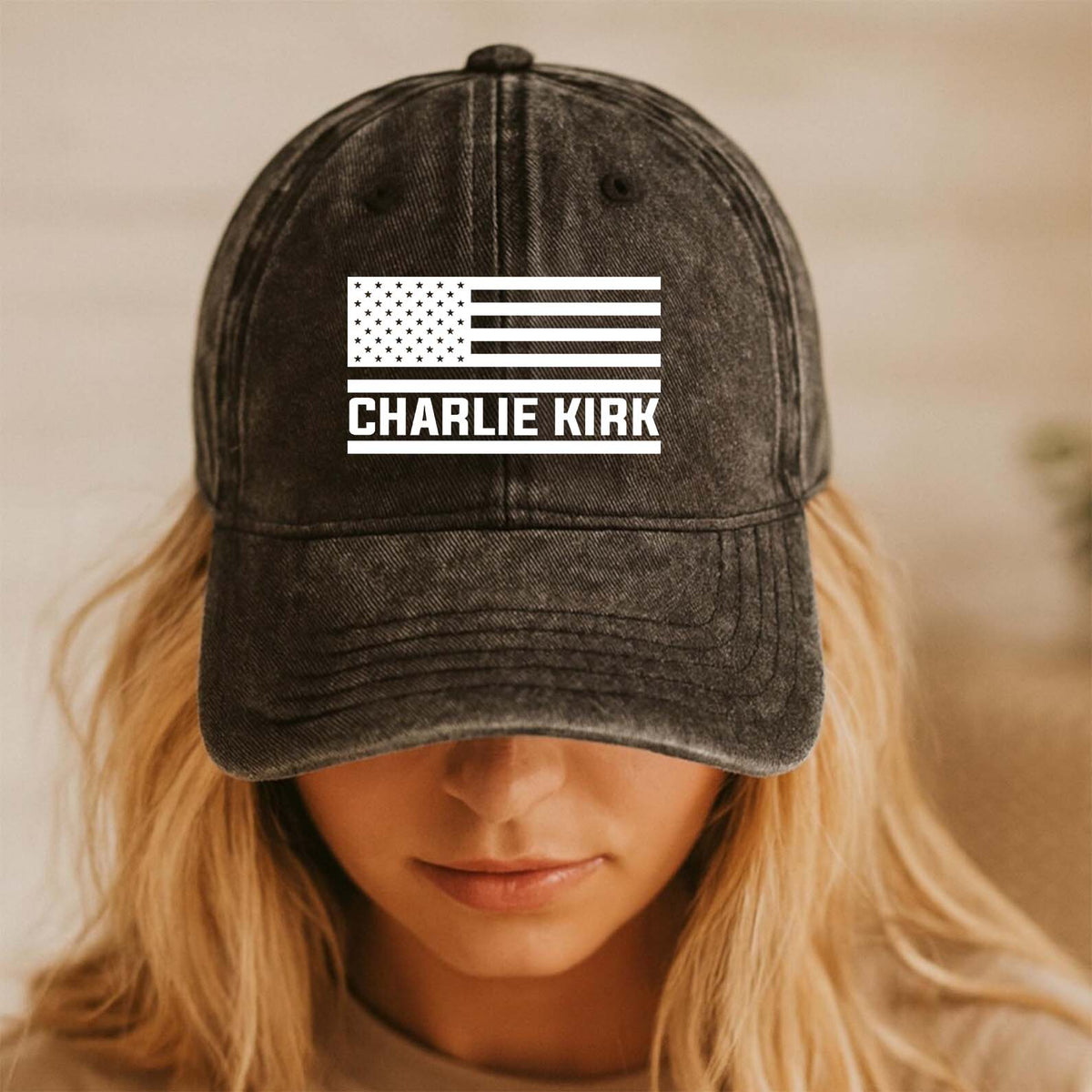 Charlie Kirk Memorial Printed Vintage Washed Denim Baseball Cap | Justice for Charlie Kirk Hat 682896