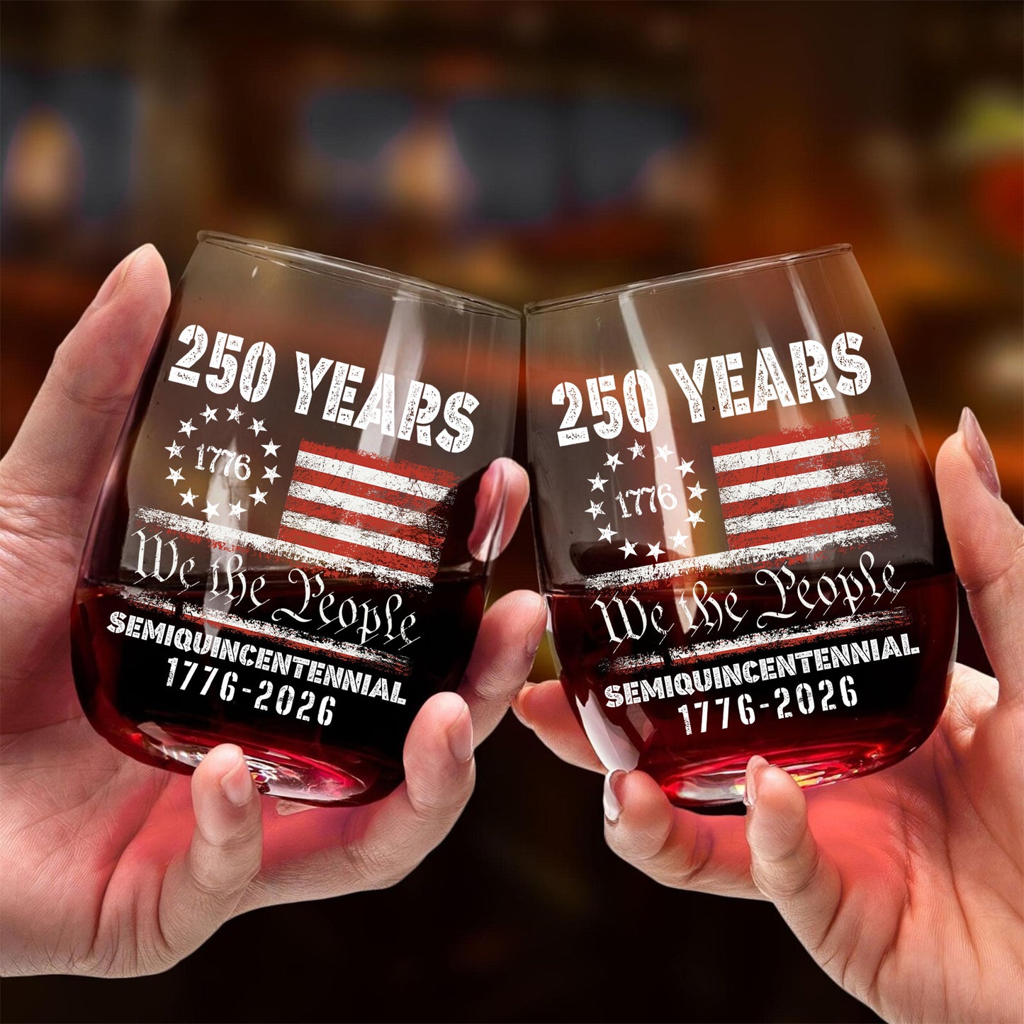 1776 We The People 250 Years Semiquincentennial Wine Glass | Happy 250th Birthday USA | America Anniversary | Independence Day Wine Glass 682484