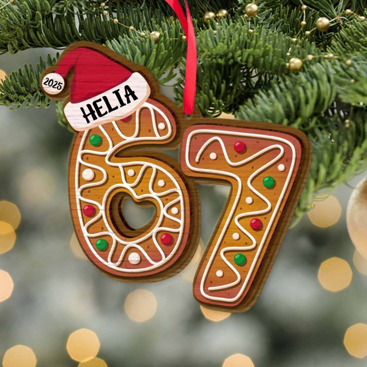 Six Seven Wooden Ornament | 67 Six Seven Cookies Christmas Decoration | Funny Wooden Christmas Gift 683552
