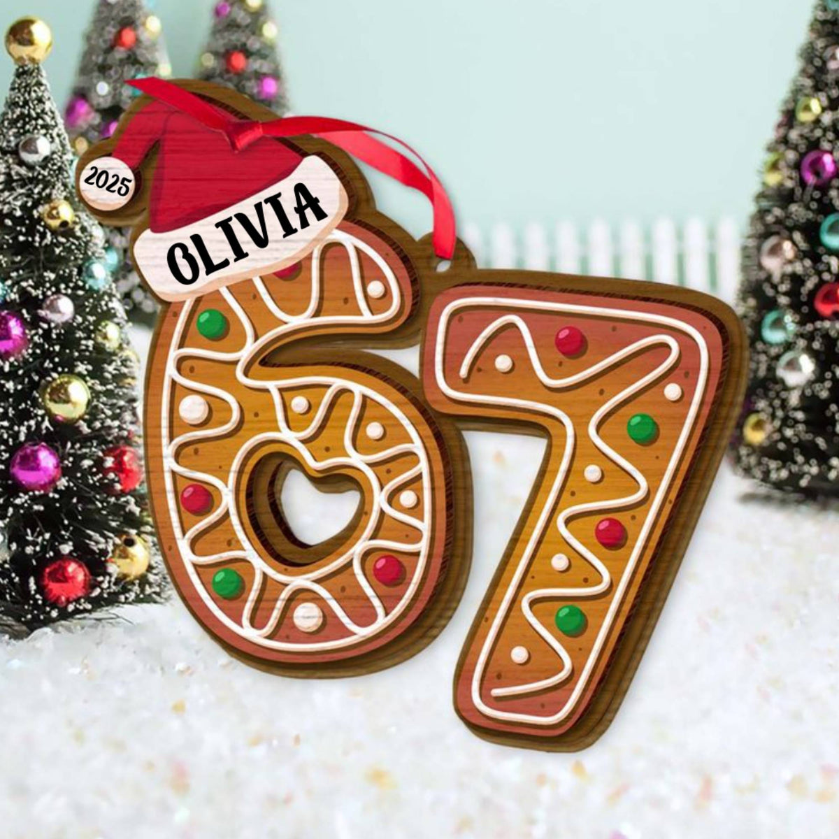 Six Seven Wooden Ornament | 67 Six Seven Cookies Christmas Decoration | Funny Wooden Christmas Gift 683552