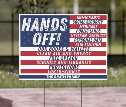 Personalized Hands Off Yard Sign – Custom 8647 Anti Trump, Anti MAGA Protest Sign for Democrats, Resist MAGA And Oligarchy 682208