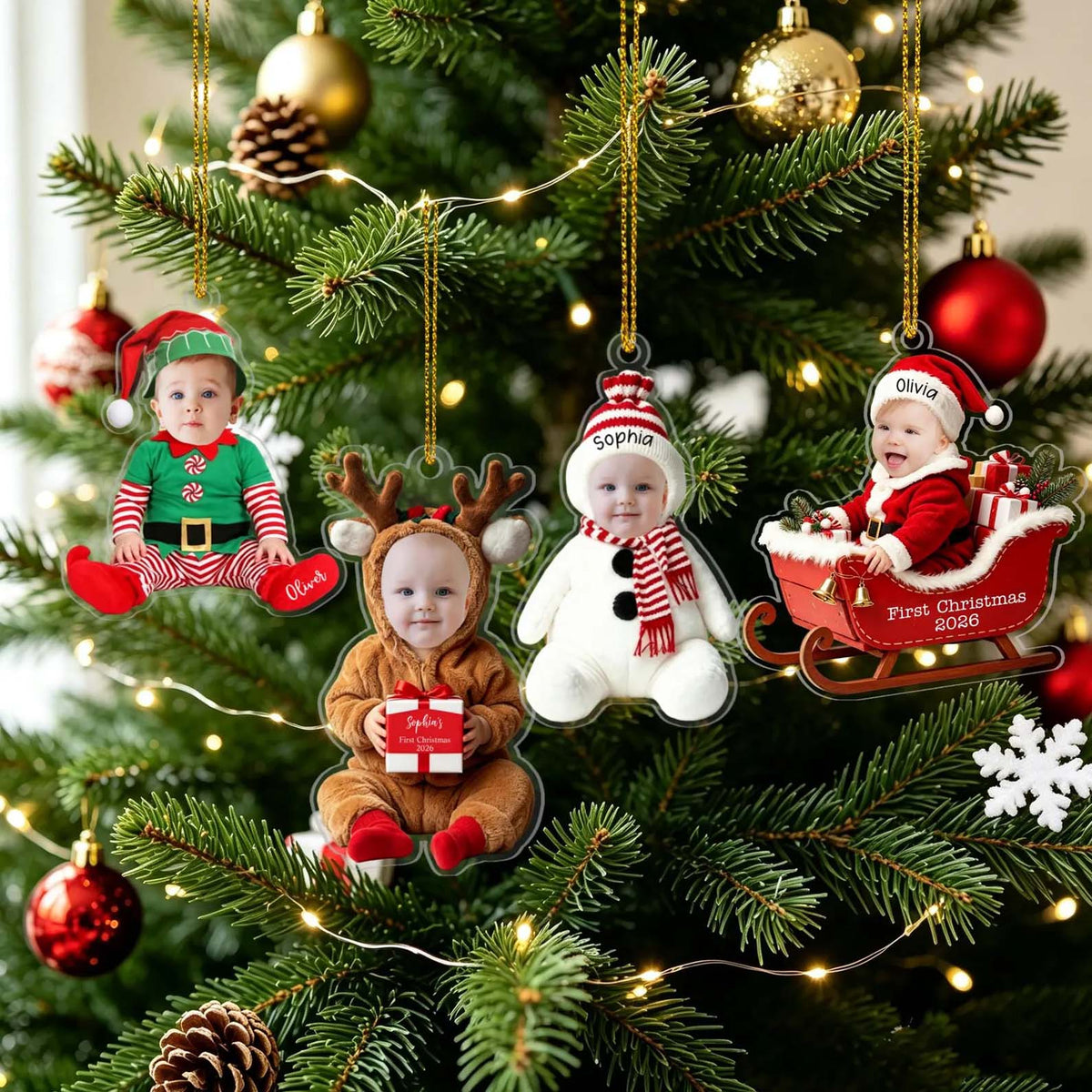 Custom Photo Baby Christmas Acrylic Ornament, Personalized Holiday Keepsake, Unique Xmas Gift for Baby Boy Girl 686723 WFD