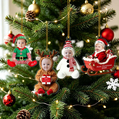 Custom Photo Baby Christmas Acrylic Ornament, Personalized Holiday Keepsake, Unique Xmas Gift for Baby Boy Girl 686723 WFD