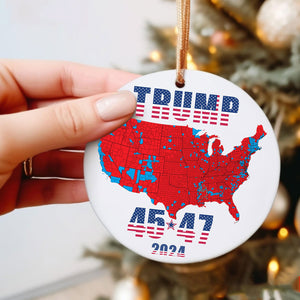 Trump Ornament Gift | US Presidential Election 2024 Map Ornament | 2024 Election Result Ceramic Ornament M1783 - GOP - WFD