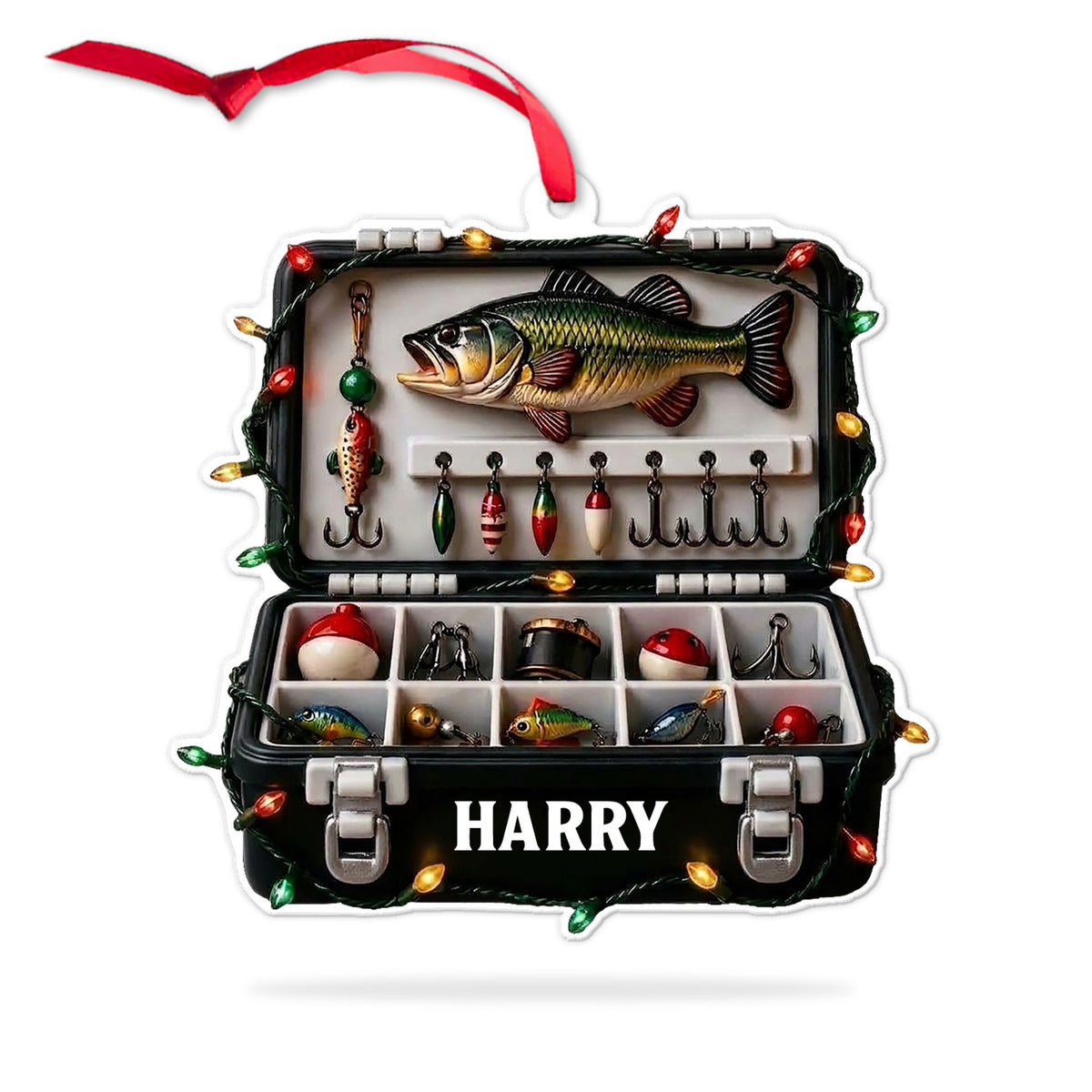 Personalized Fishing Tackle Box Acrylic Ornament, Custom Name Christmas Gift for Fisherman 686598