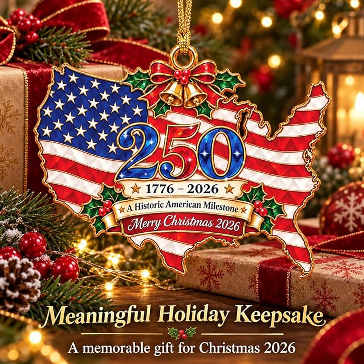 250 Years of Freedom Liberty Tree Christmas Acrylic Ornament 2026, 1776–2026 Semiquincentennial Patriotic Tree Hanging Keepsake, Historic USA Patriotic Gift 686727 WFD
