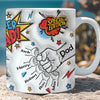 Super Dad 3D Mug | Special Edition Custom Inflated Fist Bump Wrap With Kids’ Names | Father’s Day Coffee Cup Gift for Dad 682254