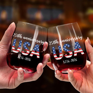 Happy 250 Years Birthday USA Wine Glass | America 250th Anniversary Glass | 4th of July Wine Glass | Independence Day Wine Glass 682482