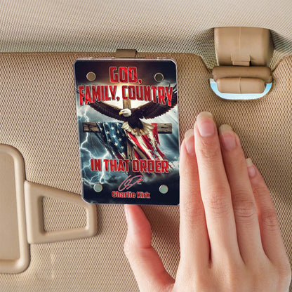 God Family Country In That Order Charlie Kirk Car Visor Clip, Freedom Christian Republican 683264