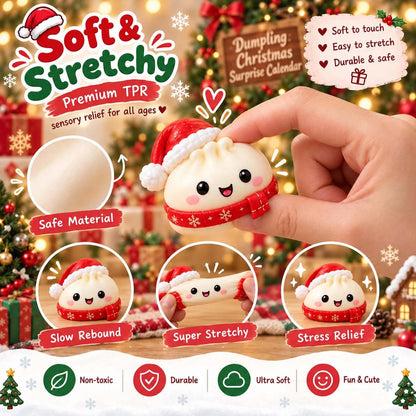 24 Days Christmas Advent Calendar, Cute Dumpling Mochi Squishy Fidget Toy Set, Holiday Party Favors & Stocking Stuffers Gifts 686651 WFD