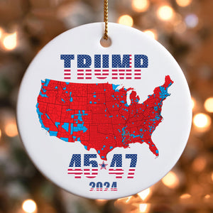 Trump Ornament Gift | US Presidential Election 2024 Map Ornament | 2024 Election Result Ceramic Ornament M1783 - GOP - WFD