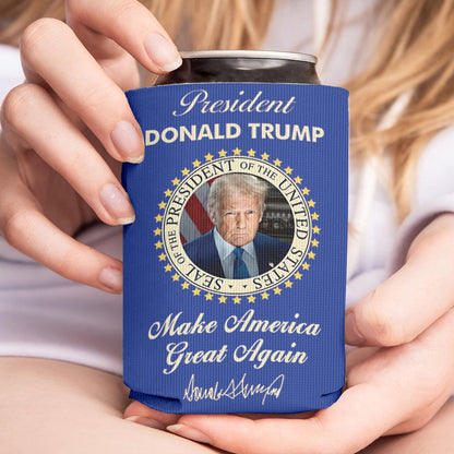 President Donald Trump Can Cooler | US Patriotic Pride Can Holder | MAGA Can Sleeve For Drinks 682407 - GOP