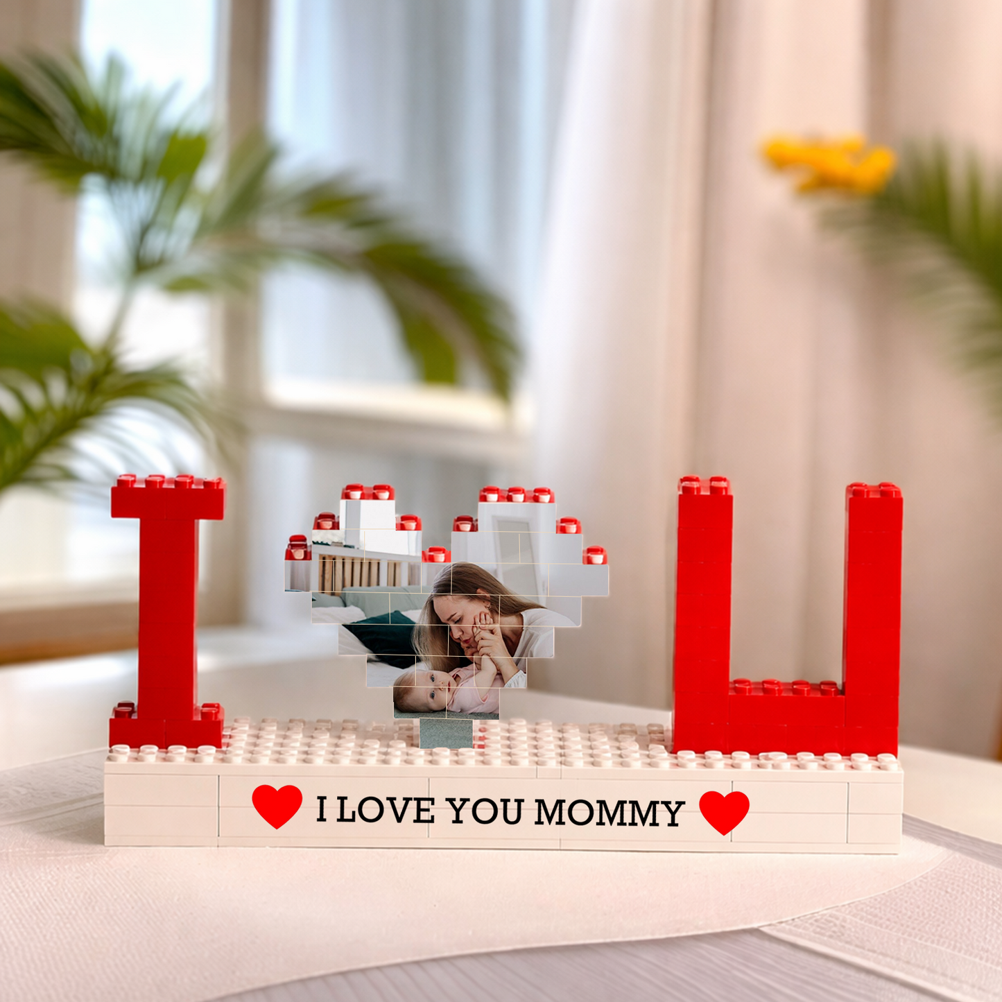 Custom Photo Mommy Building Brick Blocks | I Love You Mom Puzzle Heart Shaped Picture | Mother’s Day Gifts 684332