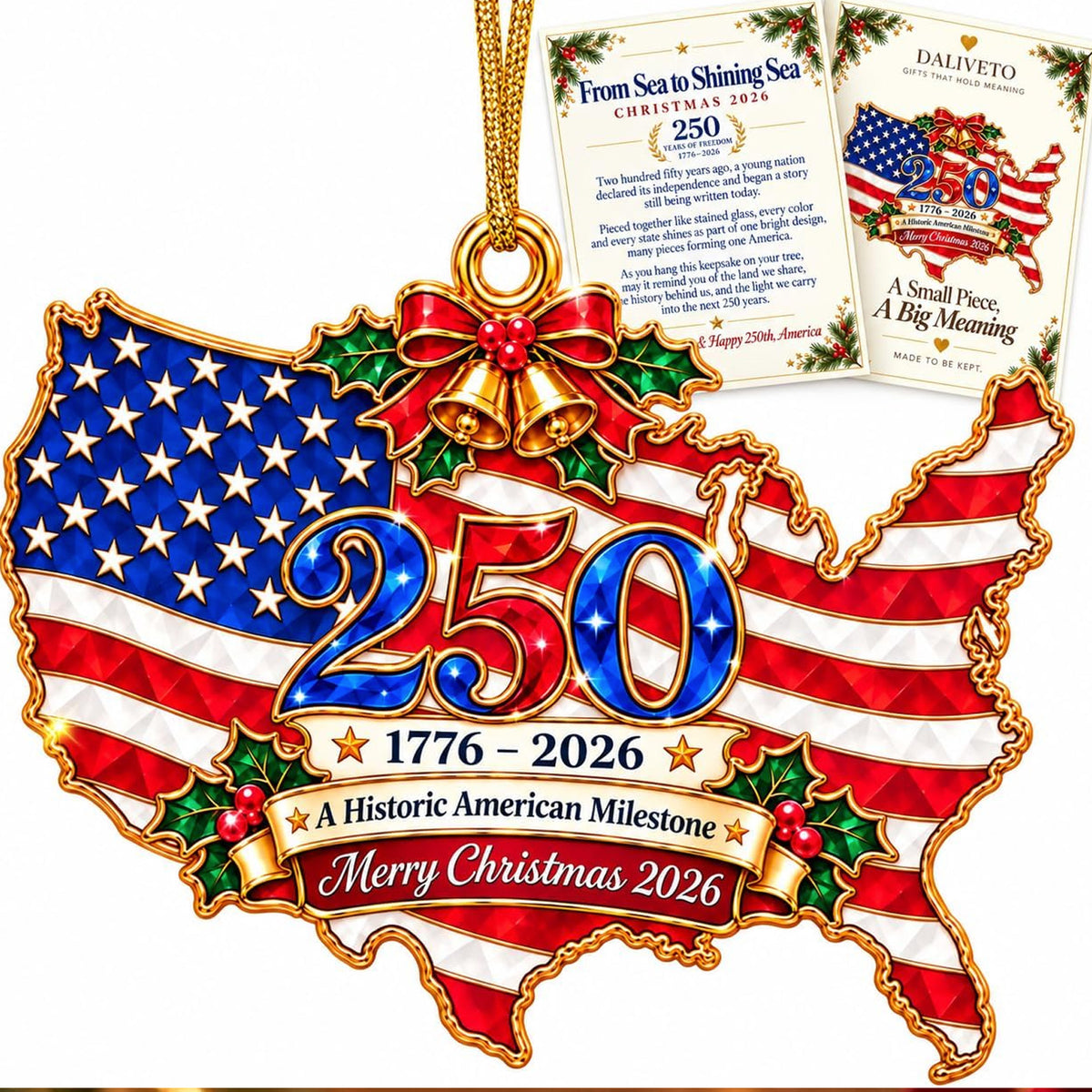 250 Years of Freedom Liberty Tree Christmas Acrylic Ornament 2026, 1776–2026 Semiquincentennial Patriotic Tree Hanging Keepsake, Historic USA Patriotic Gift 686727 WFD